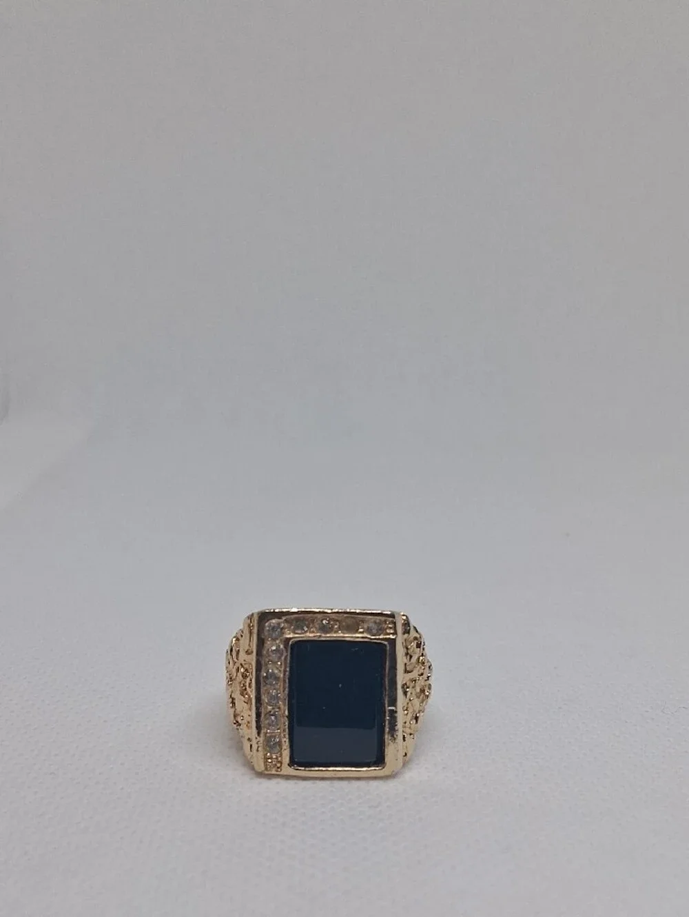 14 K Gold-plated Black Obsidian Statement Nugget Ring